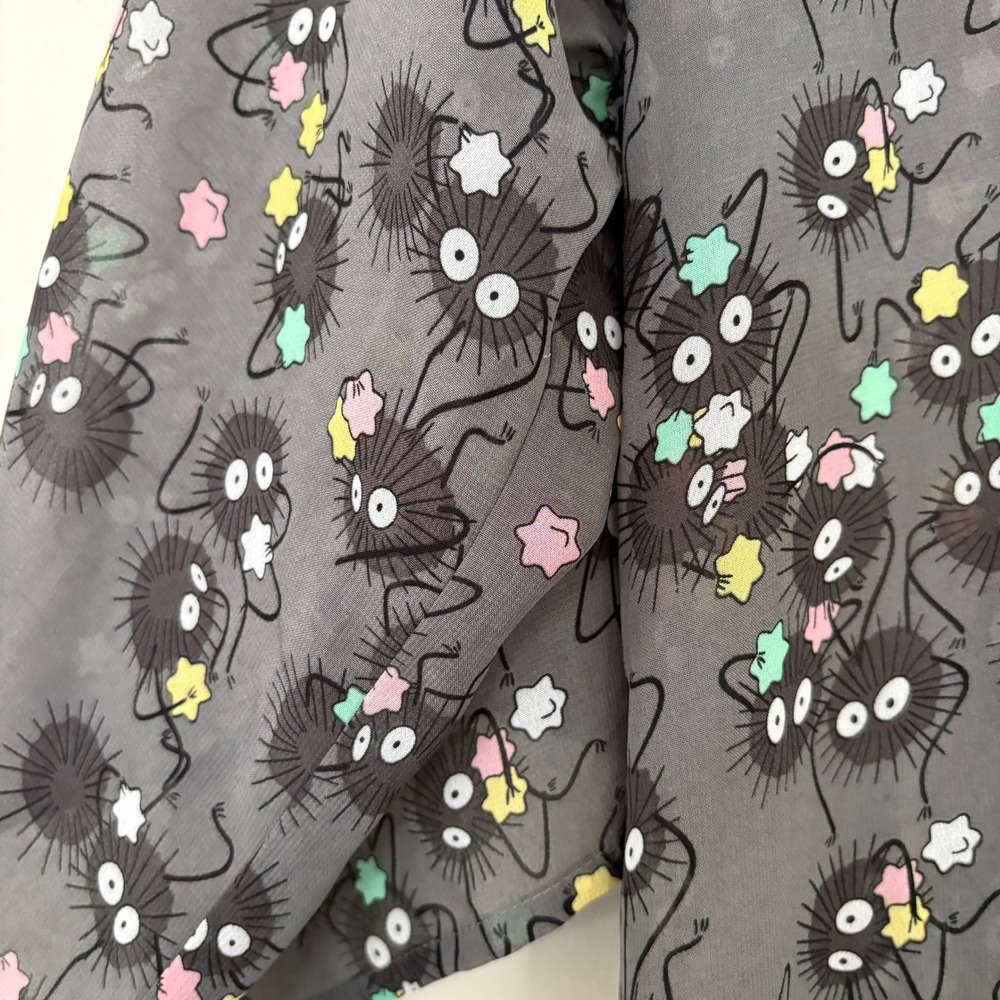 Studio Ghibli Soot Sprite Kimono Sheer Lightweight Black Fringe - Picture 11 of 15